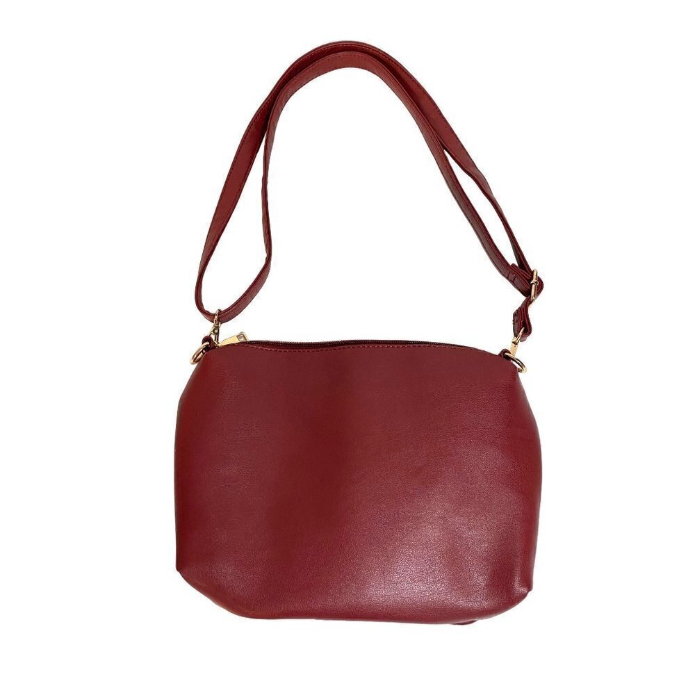 Marc New York Andrew Marc‎ Faux Leather Convertible Strap Handbag Burgundy Brown